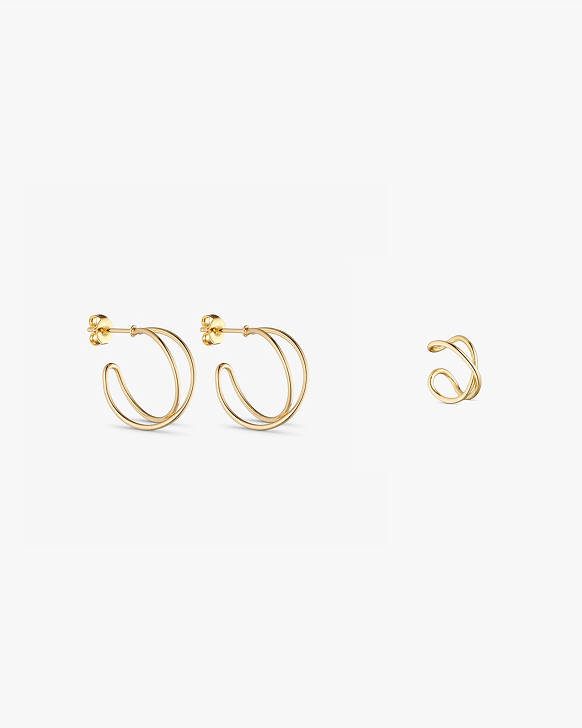 Venus Smykkesæt - Mia Øreringe Lille / Mia Earcuff - 18 karat forgyldt