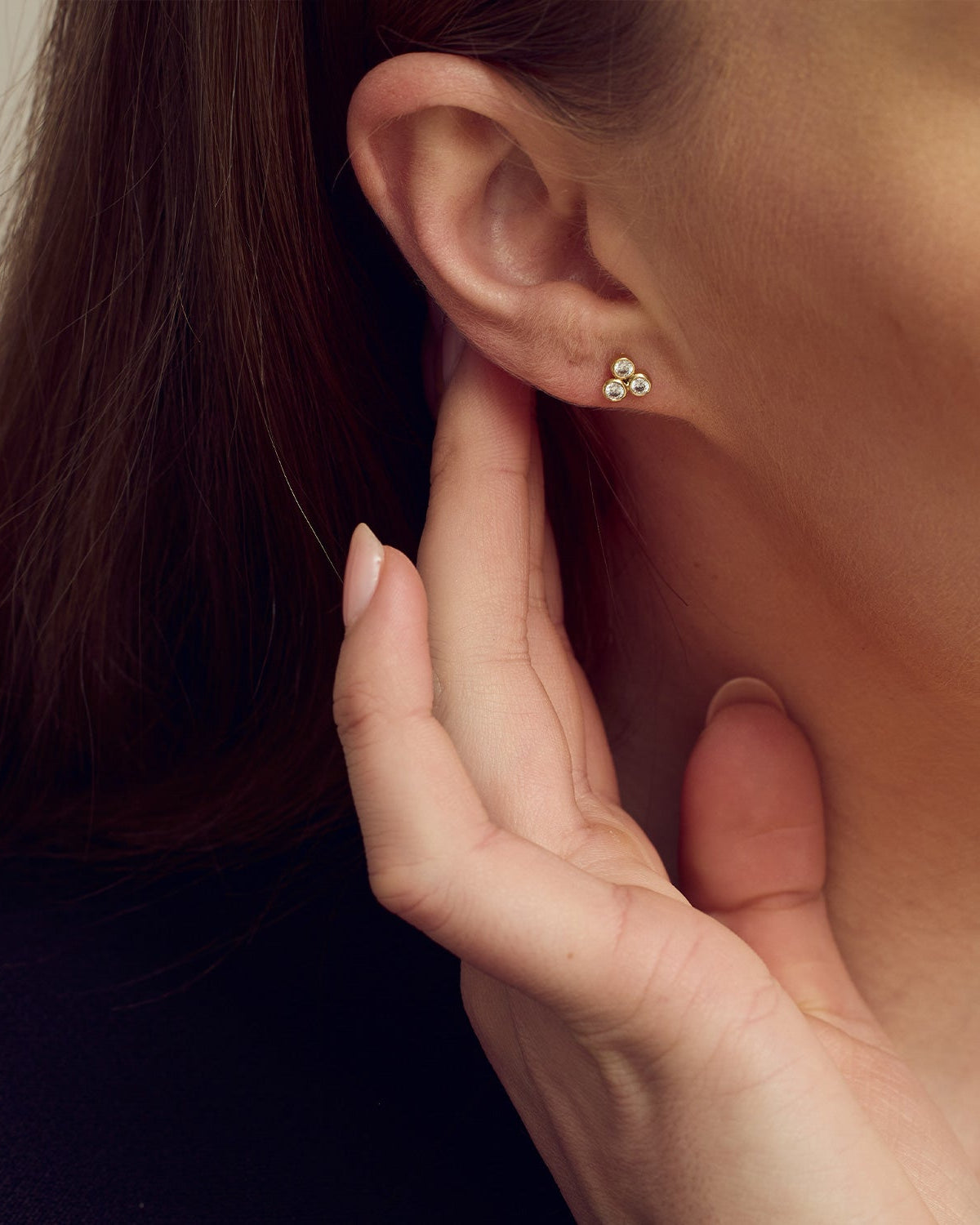 Mille Stud Earrings - Zirconia - 18 carat gold plated