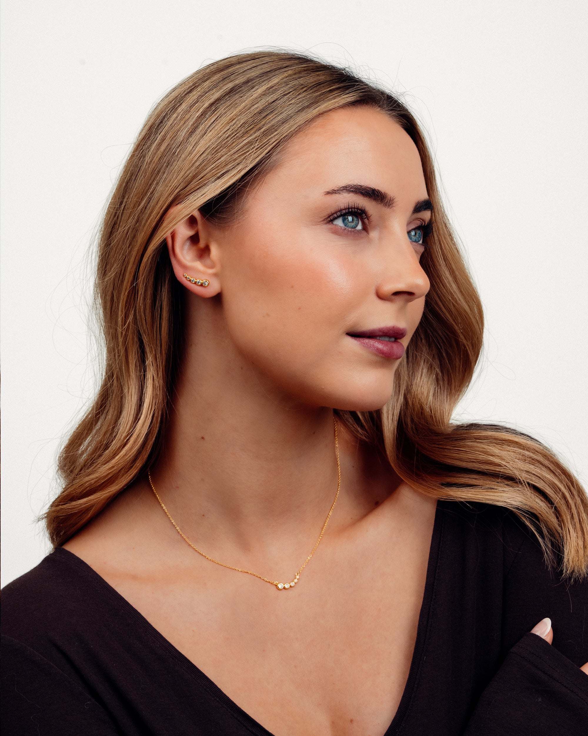 Paris Climber Øreringe - Zirkonia - 18 karat forgyldt