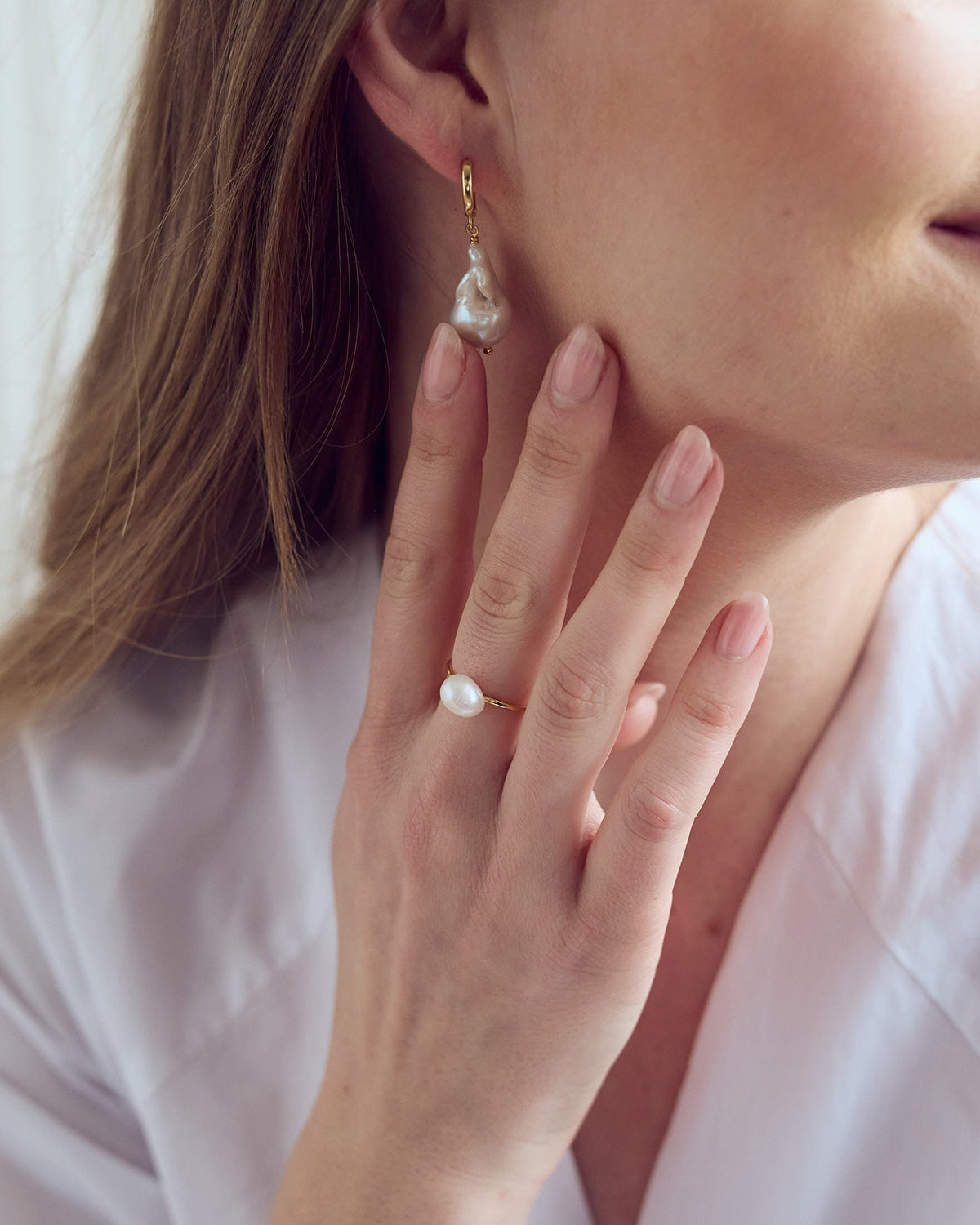 Vega Perle Ring - 18 karat forgyldt