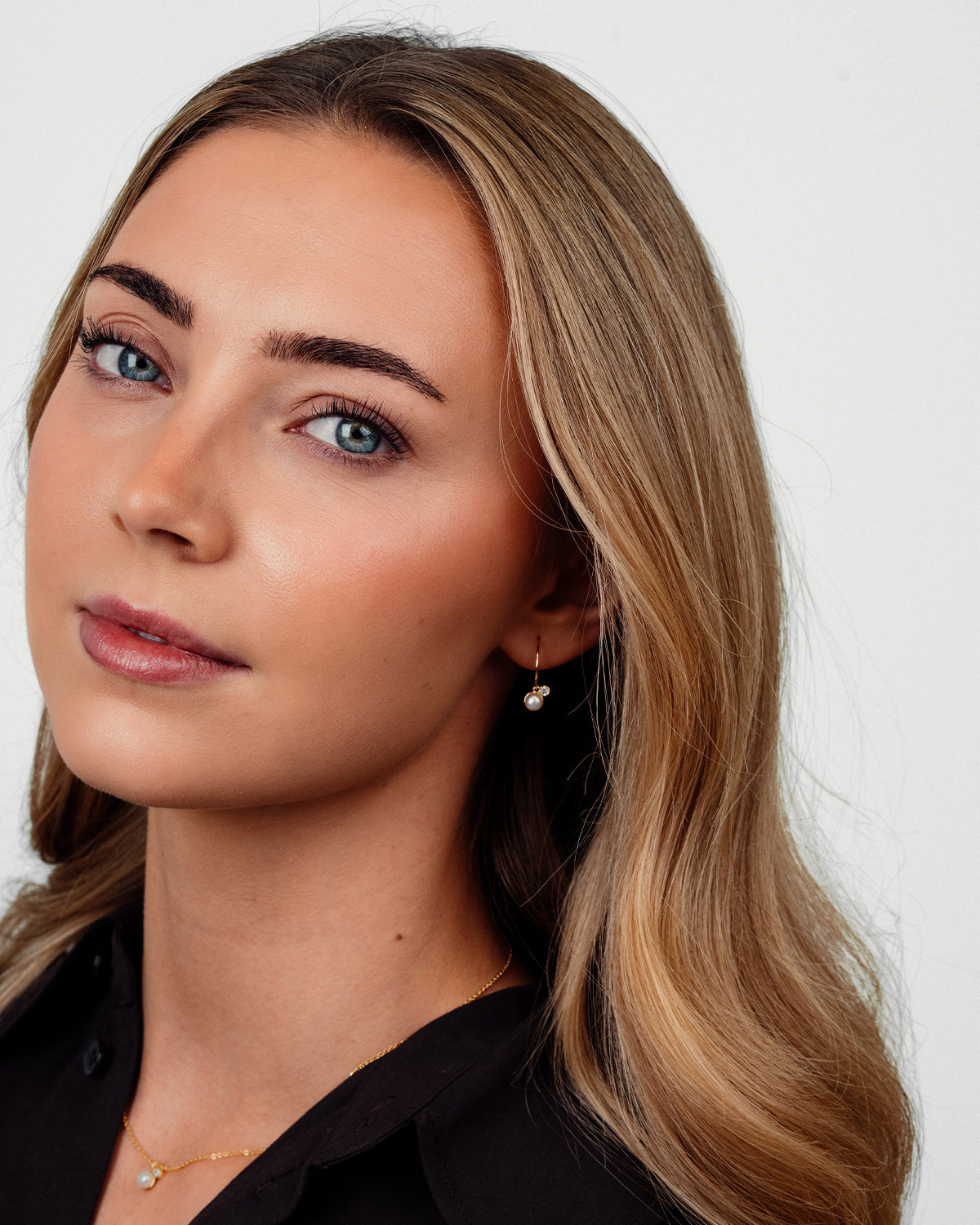 Isola Hoop Perle Øreringe - Zirkonia - 18 karat forgyldt