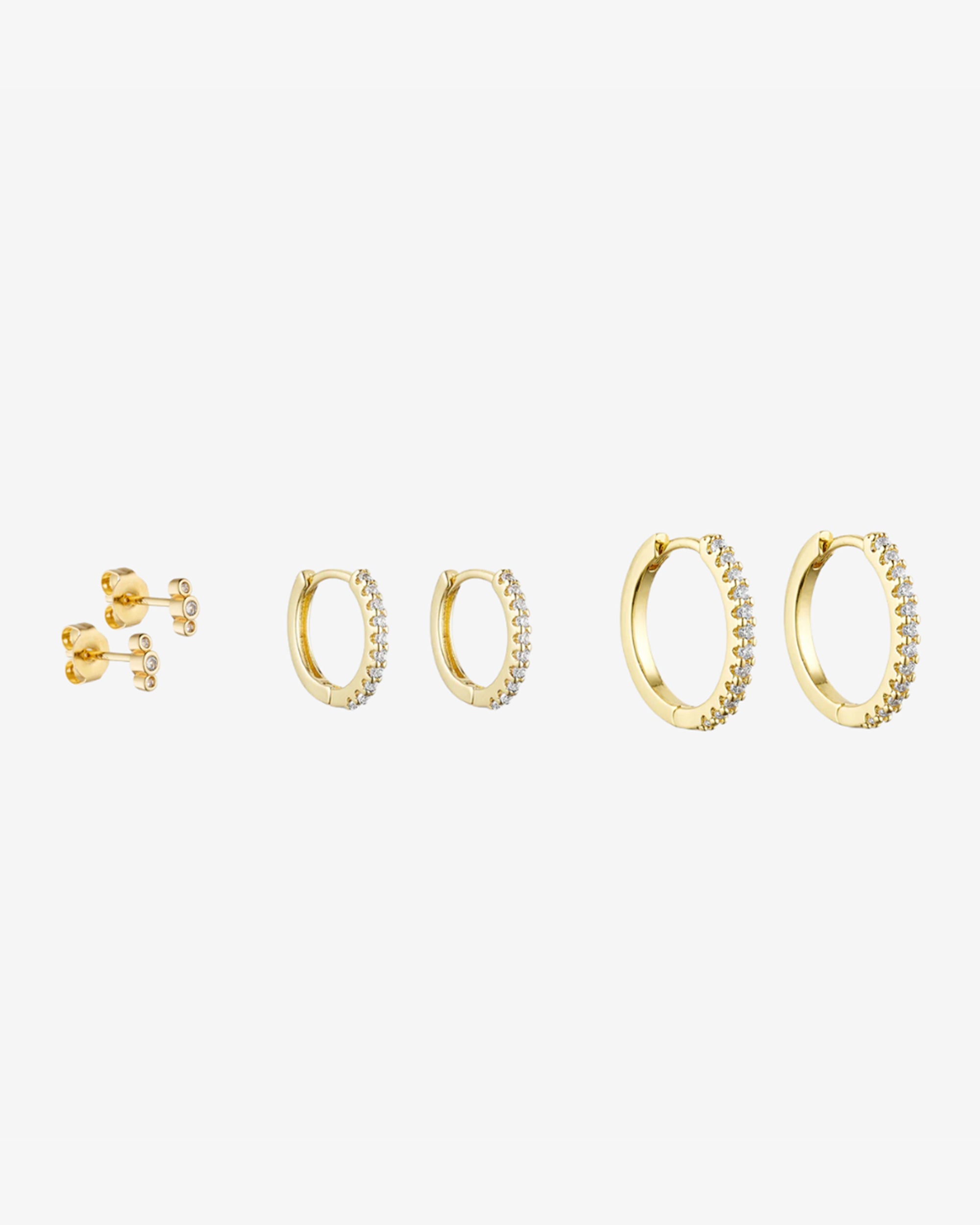 Infinity Smykkesæt - Rose Hoop Øreringe Lille / Rose Hoop Øreringe Mellem / Elin Ørestikkere - 18 karat forgyldt