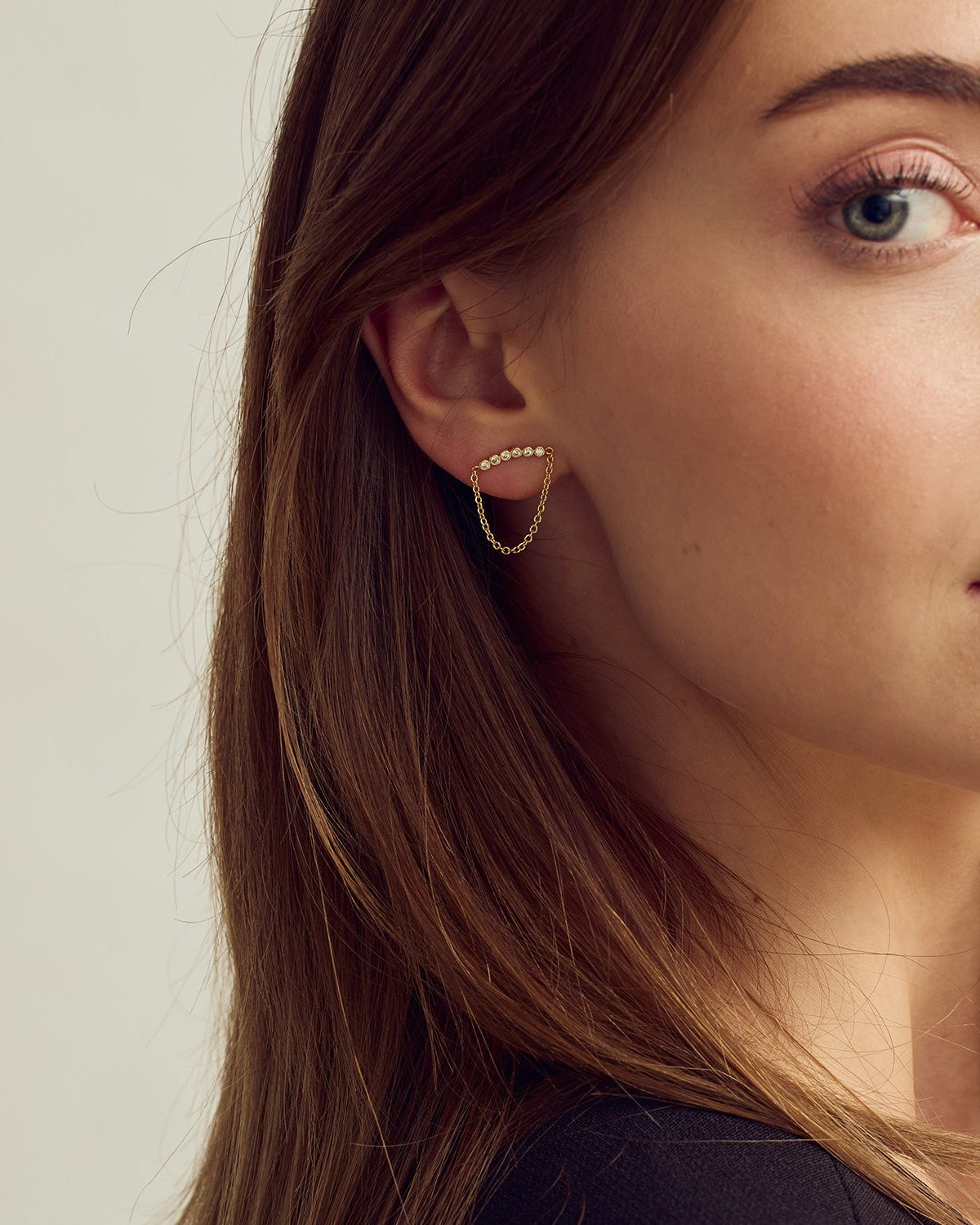 Rose Chain Earrings - Zirconia - 18 carat gold plated