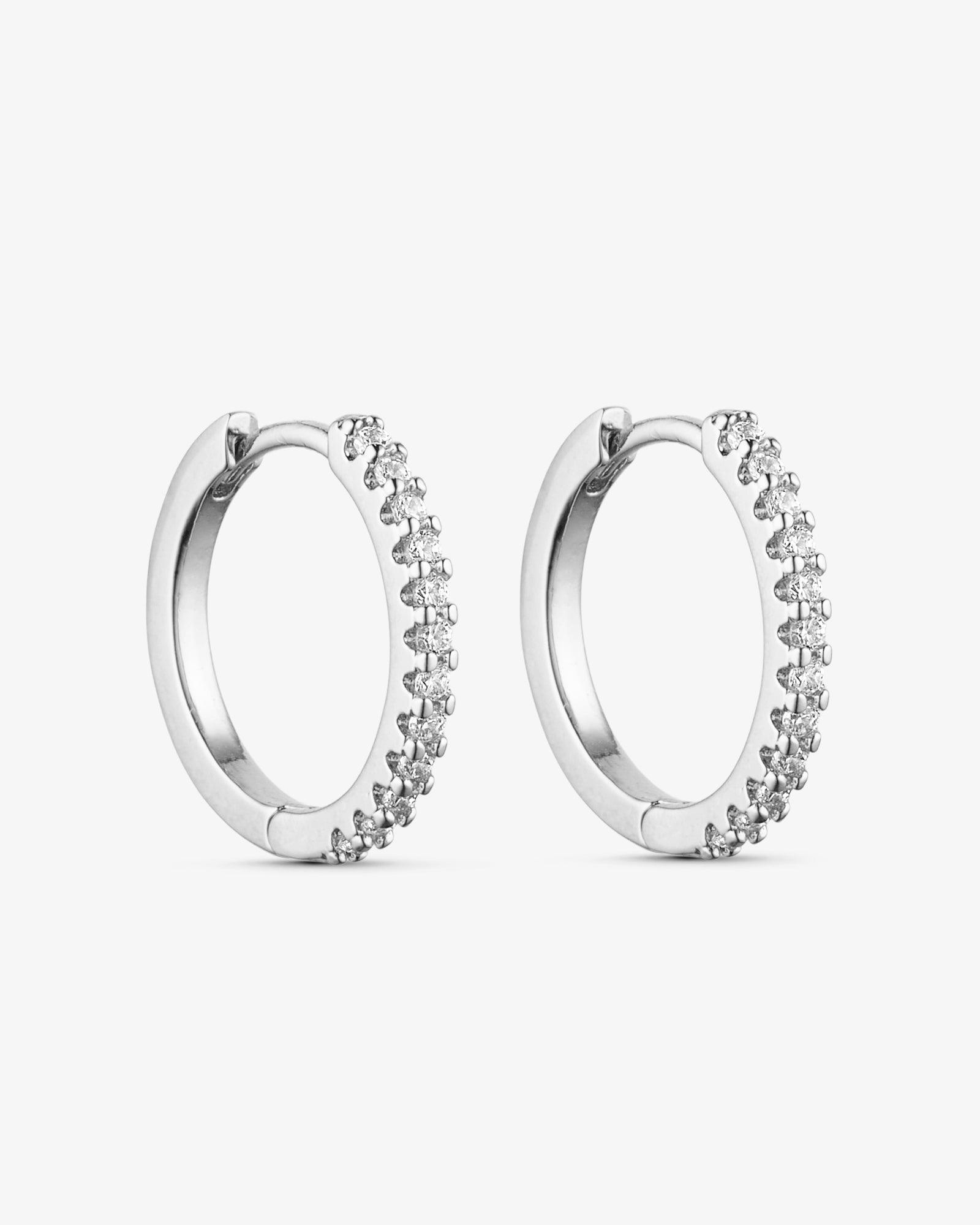 Rose Hoop Øreringe Mellem - Zirkonia - Sølvbelagt