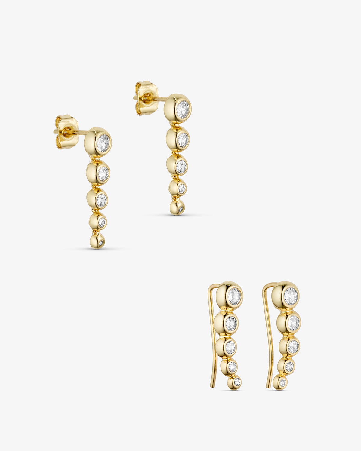 Paris Smykkesæt - Paris Climber Øreringe / Paris Drop Øreringe - 18 karat forgyldt