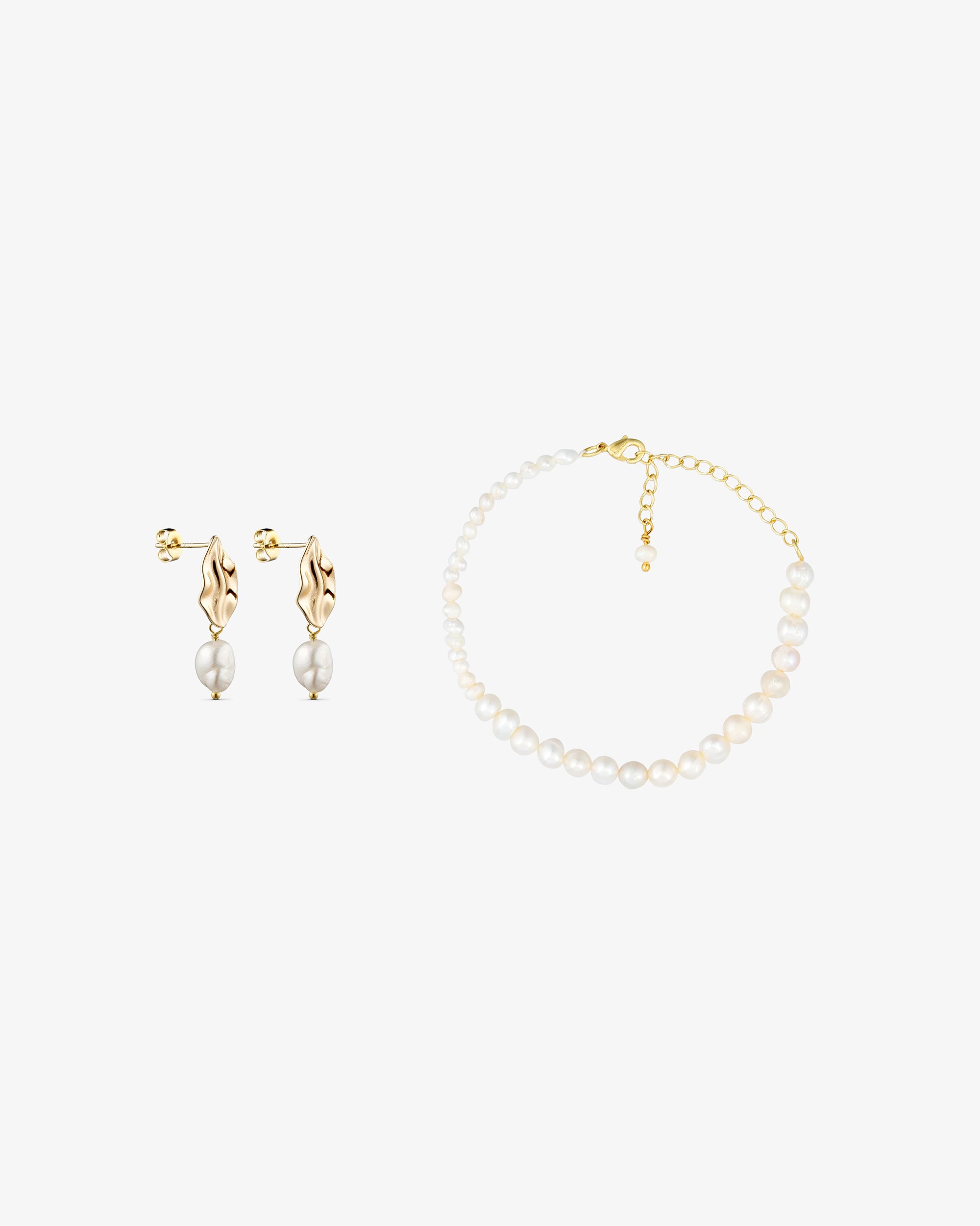 Smyckesset - Vega Örhängen / Lea Halsband / Lea Armband - 18 karat guldpläterad