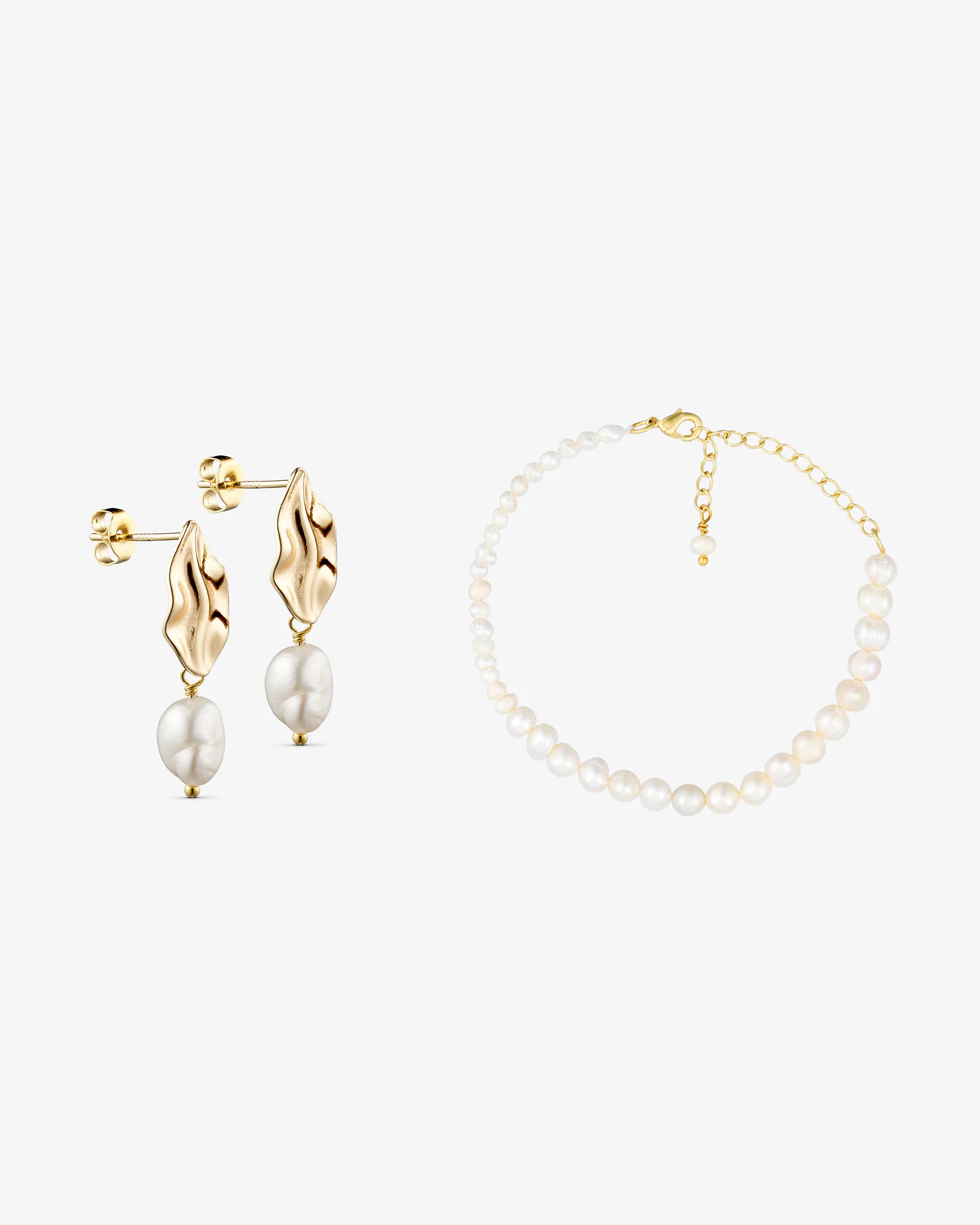 Smyckesset - Vega Örhängen / Lea Halsband / Lea Armband - 18 karat guldpläterad