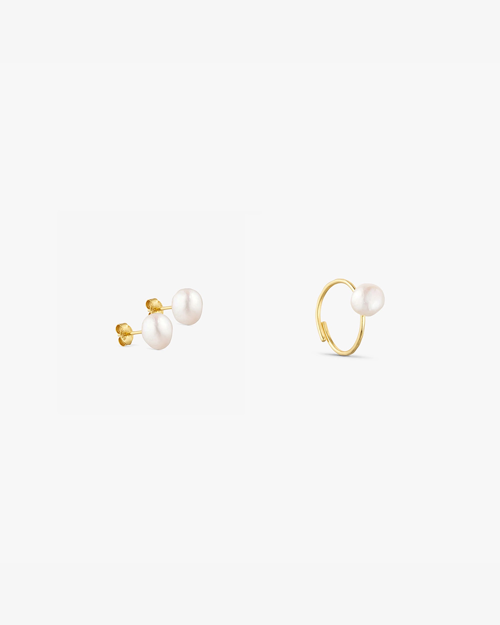 <tc>Jewelry set - Vega Ring / Vega Earrings - 18 carat gold-plated</tc>