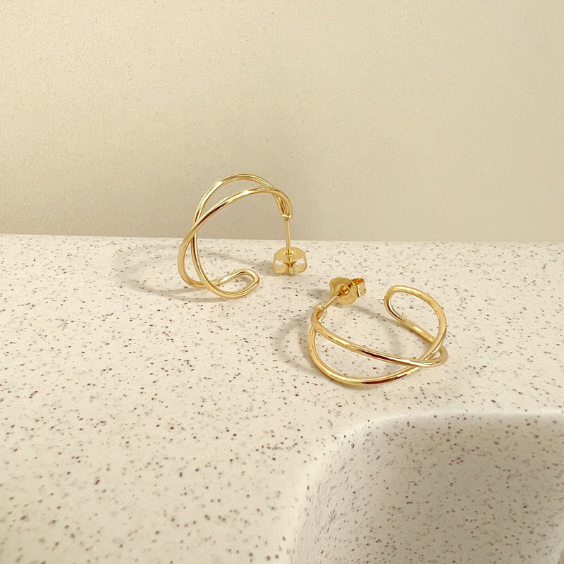 Smykkesæt - Mia Øreringe LILLE / Mia Earcuff - 18 karat forgyldt