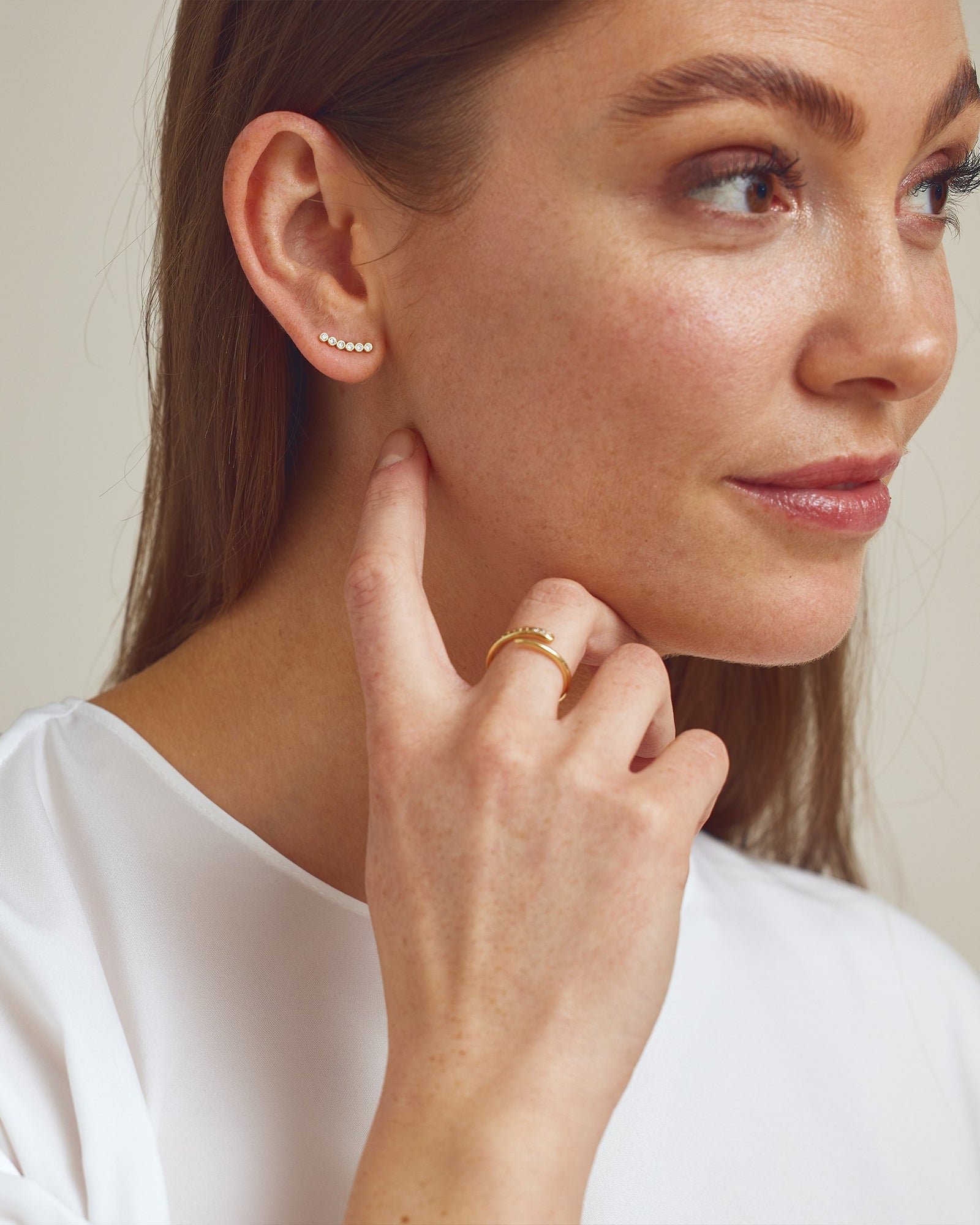 Rose Stud Earrings - Zirconia - Silver Plated
