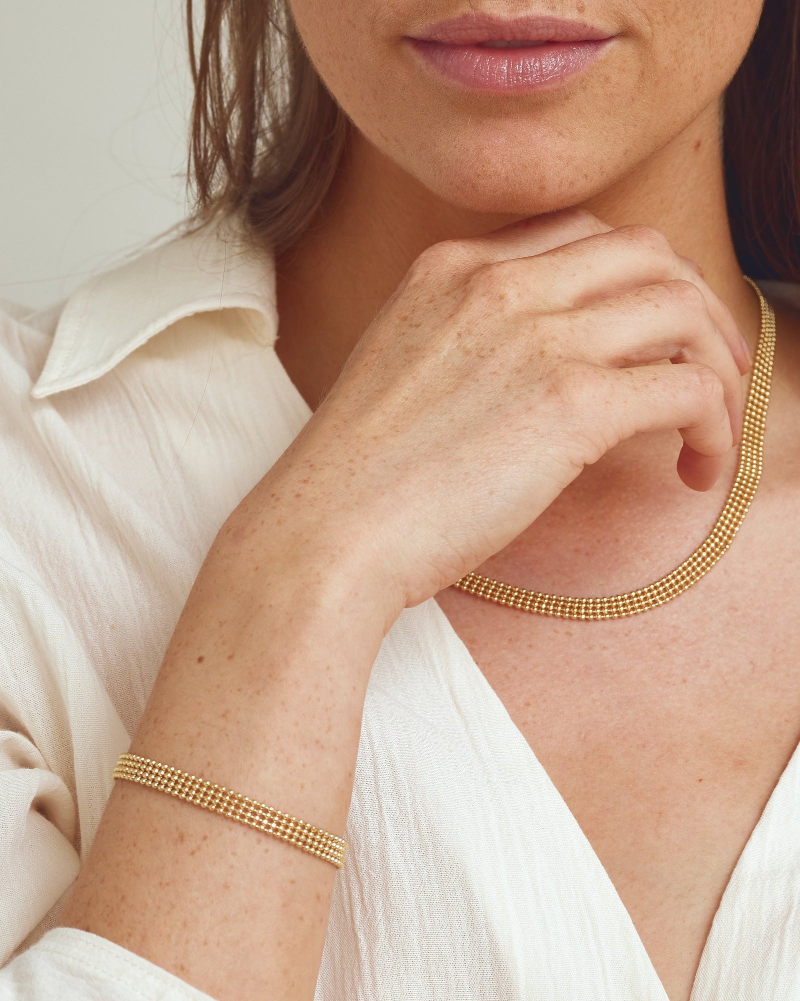 Smyckesset - Eden Halsband / Eden Armband - 18 karat guldpläterad